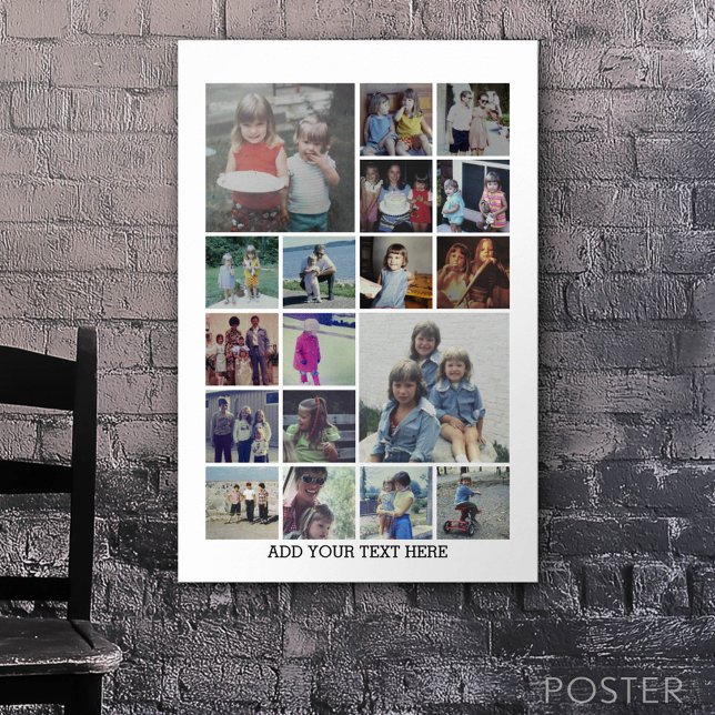 Poster 18 Colagem de Fotos e Texto - Pode Editar Preto (Custom Poster)