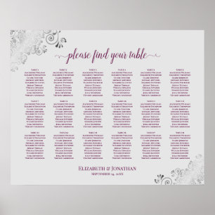 Poster 18 Gabinete de Gráfico de Casamento de Mesas na C