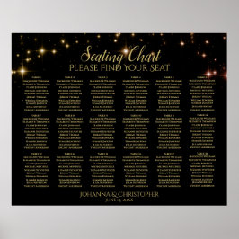 Poster 18 Gráfico de Assentos de Casamento Negra Dourado 