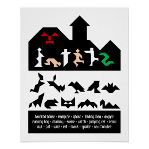 Póster 18 imagens de Halloween Tangram