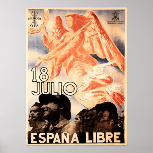 Poster 18 JULIO ESPANA LIBRE - Propaganda da Guerra Civil