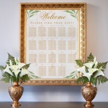 18 Mesas Carta de Assentos Folhas Verde Botânico 