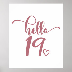 Poster 19º Aniversário Mulheres Alô 19 Cute 19 Anos