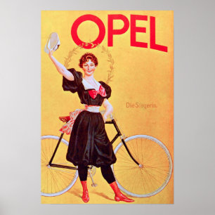 Poster 1900 da bicicleta do vintage de Opel