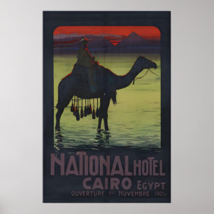 Poster 1900s “Hotel Nacional Cairo Egito” Pirâmides