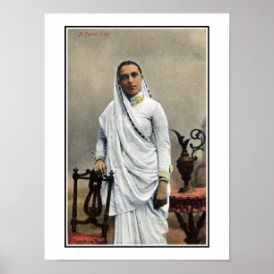 Póster 1900s India do vintage, mulher de Parsi