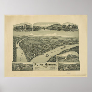Poster 1902 pontos Marion, mapa panorâmico da opinião d