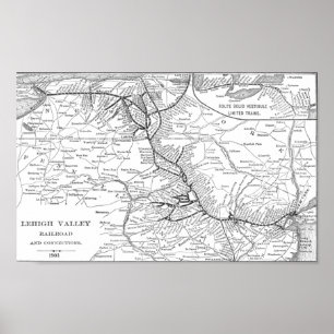 Poster 1903 do mapa da estrada de ferro do vale de