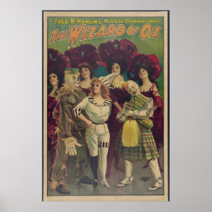 Poster 1903 O Mágico de Oz Musical Vintage Estilo