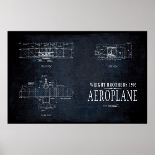 PÓSTER 1903 WRIGHT BROTHERS AVIÃO BLUEPRINT