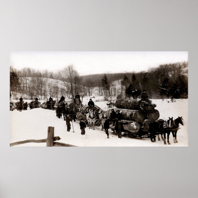 Póster 1905 Lumberjacks no trabalho (Frente)