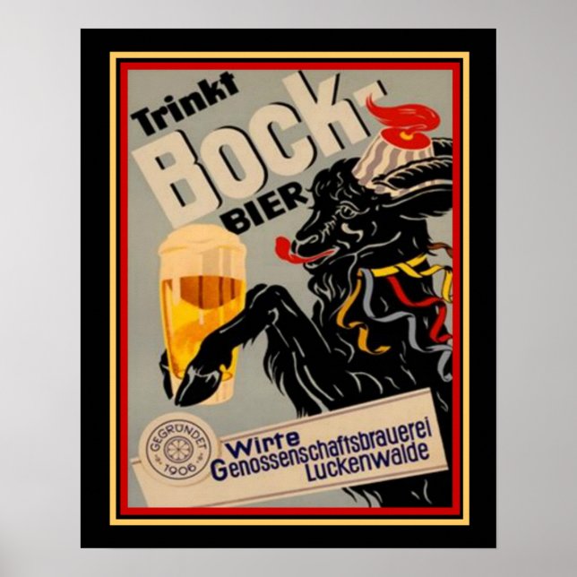 Poster 1906 Anúncio alemão de cerveja de bock 16x20 (Frente)