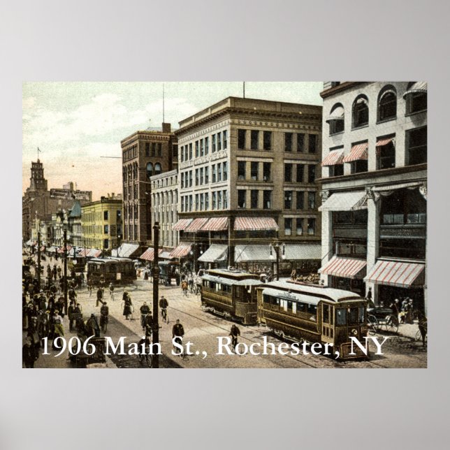Poster 1906, Rua principal, Rochester, NY (Frente)