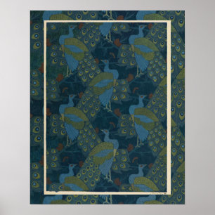 Poster 1906 Vintage European paciocks wallpaper art