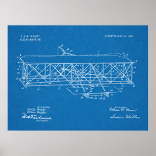 Póster 1906 Wright Brothers Airplane Patent Art Drawing