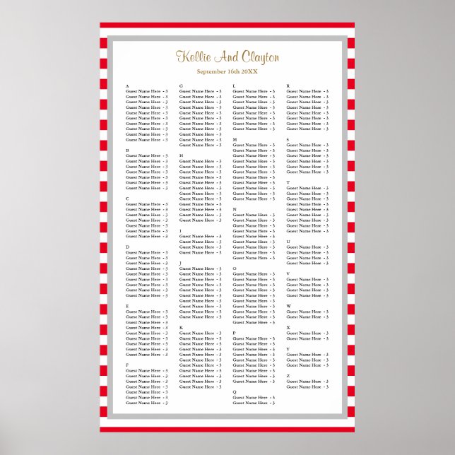 Poster 190 Gráfico de Casamento de Stripes Vermelhas/Bran (Frente)