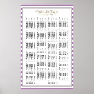 Poster 190 Purple/White Stripes Wedding Seating Chart