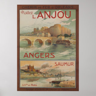 Poster 1910 Dubos Visite LAnjou Viagem Francesa