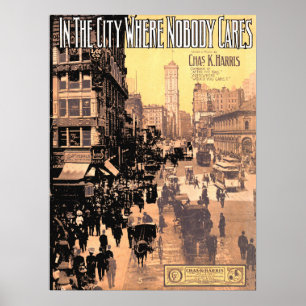 Poster 1910 Na cidade onde ninguém se importa com as pa