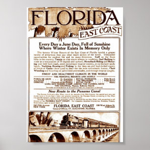 Poster 1913 na Flórida East Coast Railvert Advert