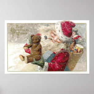 Póster 1913 papais noeis com urso e tubulação de ursinh