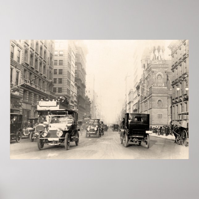 Póster 1913 Quinta Avenida Nova Iorque, fotografia antiga (Frente)
