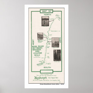 Poster 1914 mapa, Madera ao ouro grosseiro