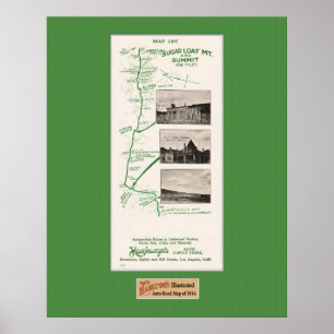 Póster 1914 mapa, naco de açúcar Mt à escala quente da