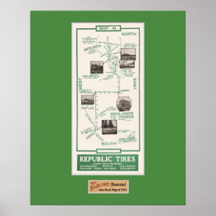 Póster 1914 mapa, Redlands a Perris