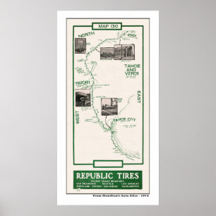Póster 1914 mapa, Truckee a Verdi