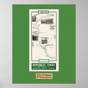 Póster 1914 mapa, Truckee a Verdi