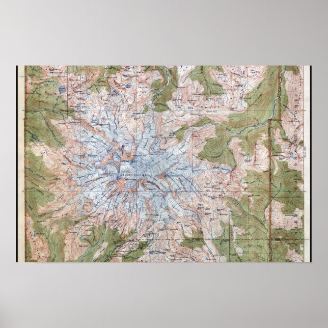 PÓSTER 1915 MT. MAPA DE TOPOGRÁFICO DE RAINHA (Frente)