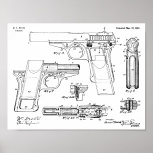 Poster 1916 Smith Gun Patent Art Drawing Print