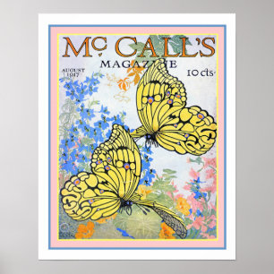 Póster 1917 McCall's Butterfly Magazine Cover 16x20