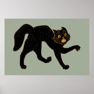 Póster 1920 gatos pretos assustadores