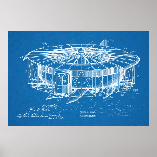 Póster 1920 Máquinas Voadoras Desenho De Arte De Padrões  (Frente)
