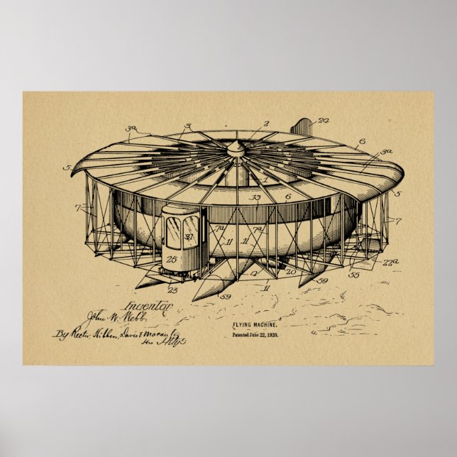 Poster 1920 Máquinas Voadoras Desenho De Arte De Padrões  (Frente)