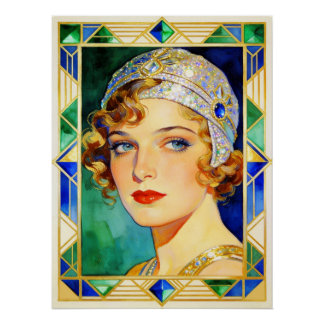 Póster 1920's Glamorous Flapper Poster