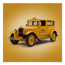 1920's Yellow Cab On Yellow Background