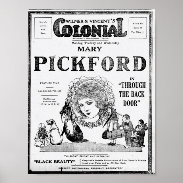 Poster 1921, Mary Pickford, Através da Porta Traseira (Frente)