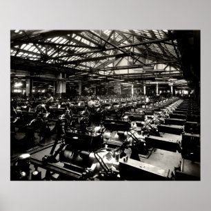 Poster 1925 motores de teste do automóvel