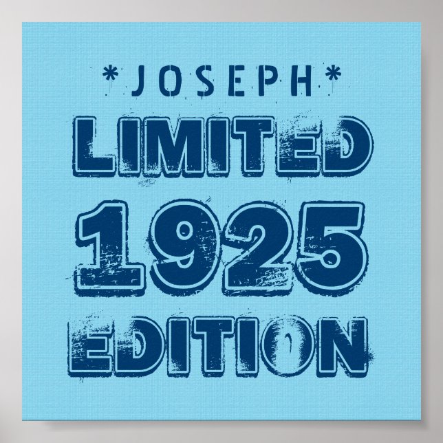 Póster 1925 ou a qualquer ano Birthday Limited Edition V0 (Frente)