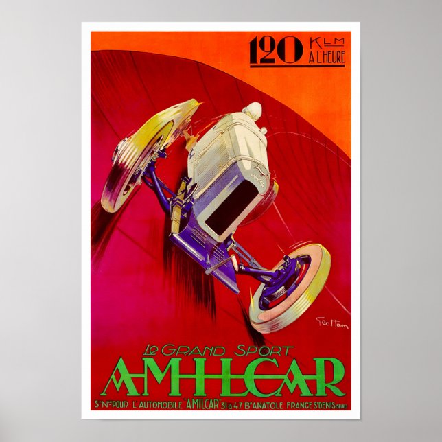Poster 1927, Amilcar Vintage, corridas (Frente)