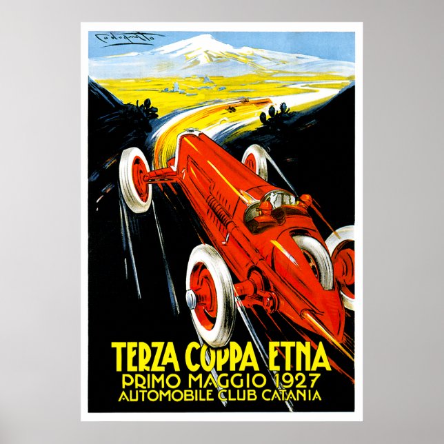 Póster 1927 Terza Coppa Etna Auto Road Ad (Frente)