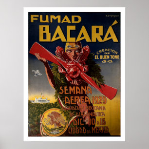 Poster 1929 da aviação "Fumad Bacara "
