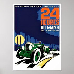 Poster 1930 Le Mans 24 h corridas de vintagem