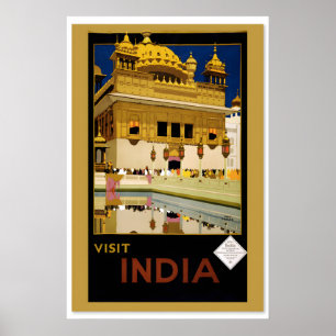 Poster 1930 Visite a Índia Casa de Deli - Clássica Antiga