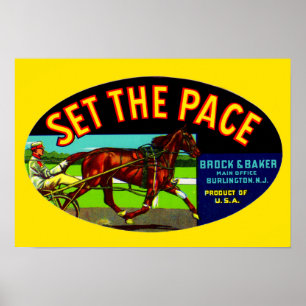 Poster 1930s Definir a etiqueta da caixa vegetal Pace