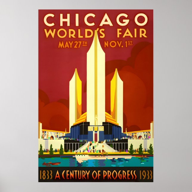 Poster 1933 FEIRA MUNDIAL DE CHICAGO Século de Progresso  (Frente)
