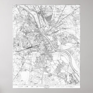 Póster 1935 Map of Warsaw Poland